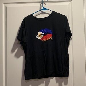 Women's ANA A New Day Black Pinay Filipino Heritage Flag Colors Lips Size XL GUC